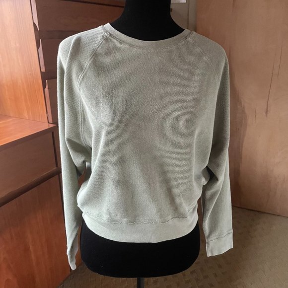 Lucky Brand Reglan Waffle Popover Cropped Thermal Medium - Picture 2 of 7